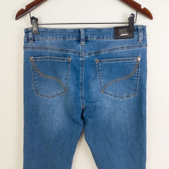 Joseph Ribkoff Patchwork Jeans Blue Size 10 - Picture 10 of 10